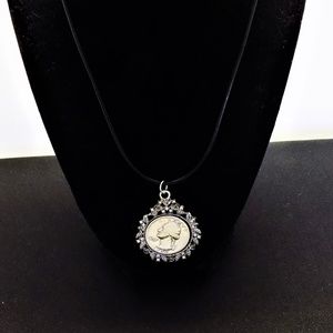 VINTAGE 90% Silver Coin Pendant w /18" Necklace